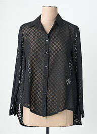 Chemisier tissage crêpe manches longues noir QUATTRO femme