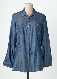 Chemisier coupe cintrée manches longues bleu QUATTRO femme