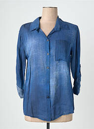 Chemisier coupe cintrée manches longues bleu QUATTRO femme