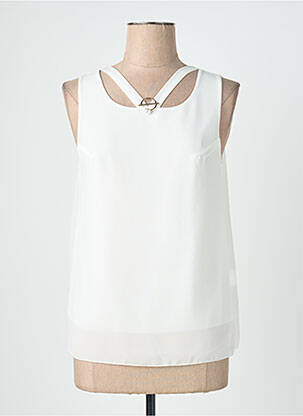 Top tissage crêpe sans manche blanc QUATTRO femme