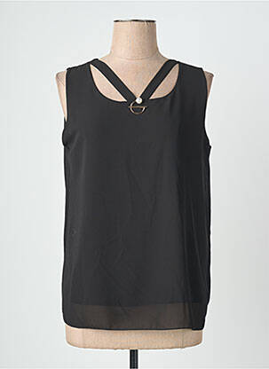 Top col carré sans manche noir QUATTRO femme