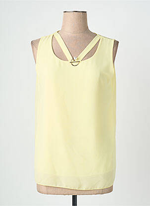 Top col carré sans manche jaune QUATTRO femme