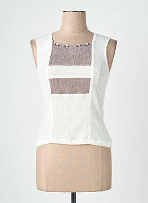 Top col carré sans manche beige QUATTRO femme