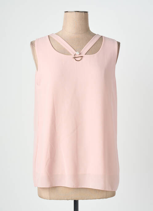 Top col carré sans manche rose QUATTRO femme