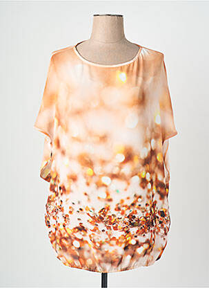 Blouse imprimé fantaisie manches courtes orange QUATTRO femme