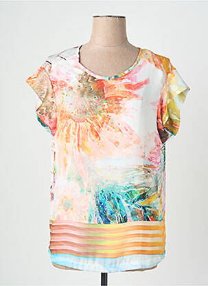 Blouse imprimé fleurs manches courtes orange QUATTRO femme