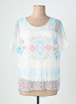 Blouse légère et transparente manches courtes bleu QUATTRO femme
