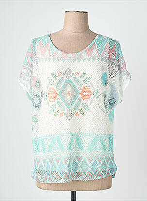 Blouse légère et transparente manches courtes vert QUATTRO femme
