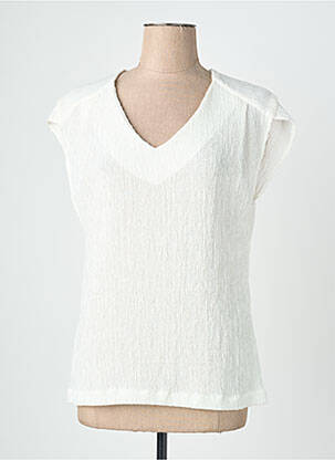 Blouse légère et transparente manches courtes beige QUATTRO femme