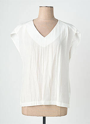 Blouse légère et transparente manches courtes beige QUATTRO femme