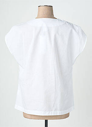 Blouse tissage popeline manches courtes blanc QUATTRO femme