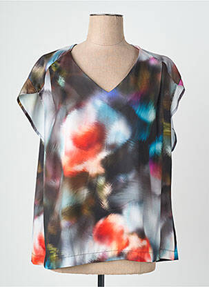 Blouse imprimé fleurs manches courtes noir QUATTRO femme