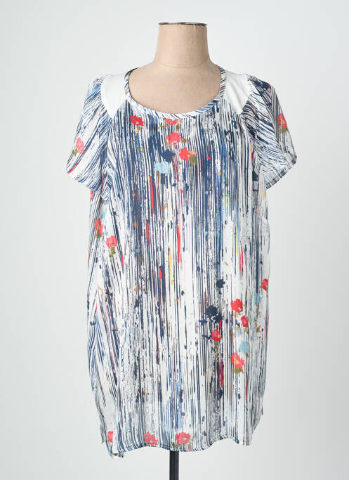 Blouse manches courtes manches courtes bleu QUATTRO femme