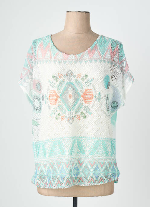 Blouse légère et transparente manches courtes vert QUATTRO femme