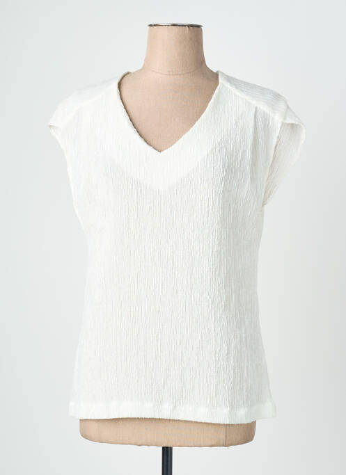 Blouse légère et transparente manches courtes beige QUATTRO femme
