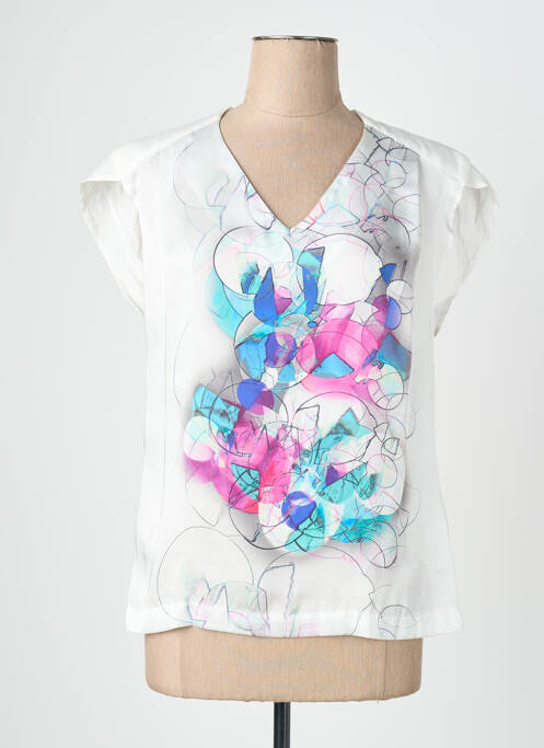 Top coupe fluide manches courtes blanc QUATTRO femme