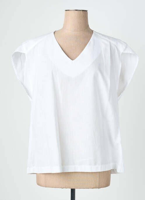 Blouse légère et transparente manches courtes blanc QUATTRO femme