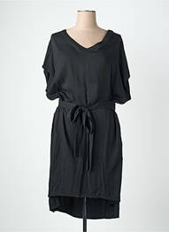 Robe mi-longue coupe fluide manches courtes noir QUATTRO femme
