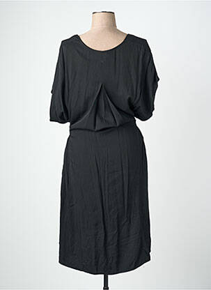 Robe mi-longue coupe fluide manches courtes noir QUATTRO femme