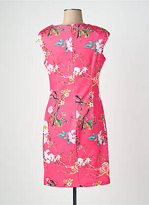 Robe courte fermeture zippée au dos manches courtes rose QUATTRO femme