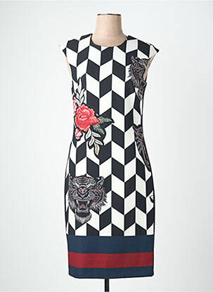 Robe mi-longue manches courtes manches courtes noir QUATTRO femme