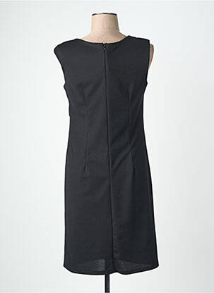 Robe mi-longue tissage crêpe manches courtes noir QUATTRO femme