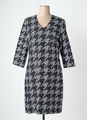 Robe mi-longue manches 3/4 manches 3/4 noir QUATTRO femme