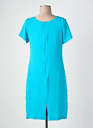 Robe mi-longue tissage crêpe manches courtes bleu QUATTRO femme