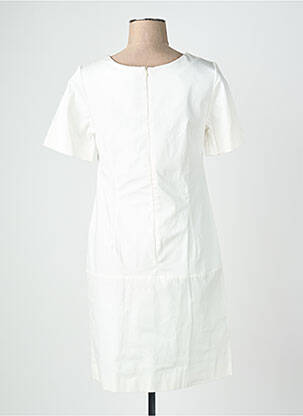 Robe mi-longue imprimé fleurs manches courtes beige QUATTRO femme