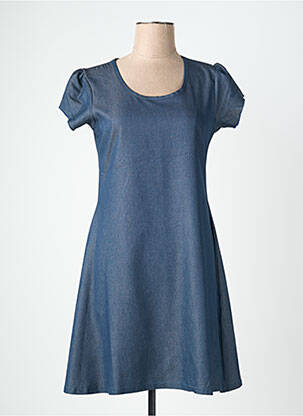 Robe courte manches courtes manches courtes bleu QUATTRO femme