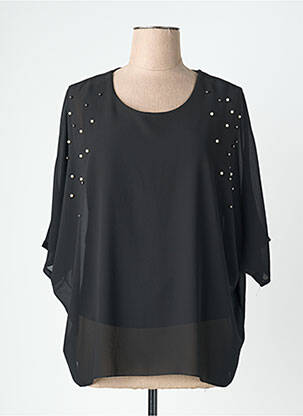 Top tissage crêpe manches 3/4 noir QUATTRO femme