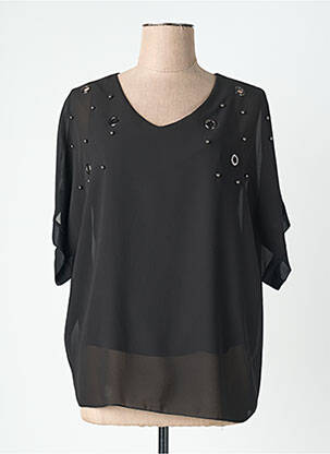 Blouse légère et transparente manches 3/4 noir QUATTRO femme