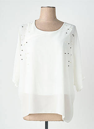 Blouse légère et transparente manches 3/4 blanc QUATTRO femme