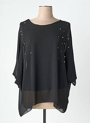 Blouse légère et transparente manches 3/4 noir QUATTRO femme