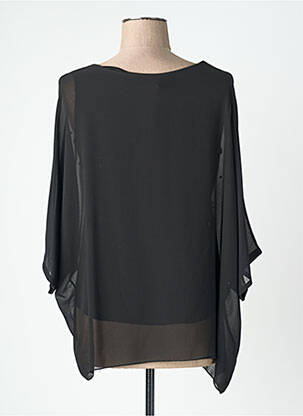 Blouse légère et transparente manches 3/4 noir QUATTRO femme