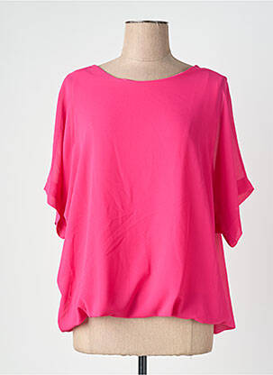 Blouse légère et transparente manches 3/4 rose QUATTRO femme
