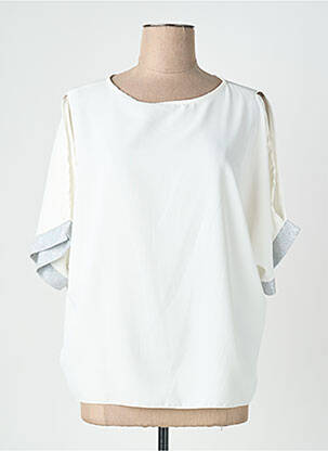 Blouse col rond manches courtes beige QUATTRO femme