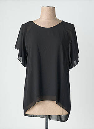 Top tissage crêpe manches courtes noir QUATTRO femme