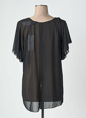 Top tissage crêpe manches courtes noir QUATTRO femme