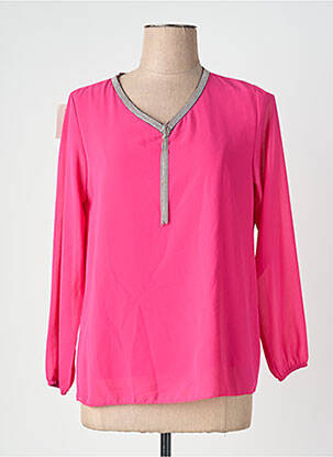 Blouse légère et transparente manches longues rose QUATTRO femme