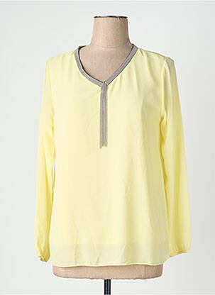Blouse légère et transparente manches longues jaune QUATTRO femme