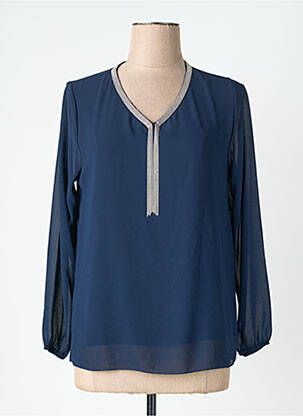 Blouse légère et transparente manches longues bleu QUATTRO femme