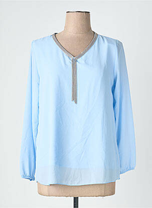 Blouse légère et transparente manches longues bleu clair QUATTRO femme