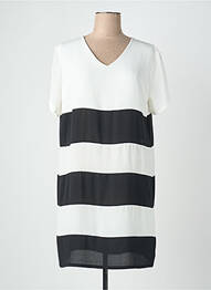 Robe mi-longue coupe fluide manches courtes blanc QUATTRO femme