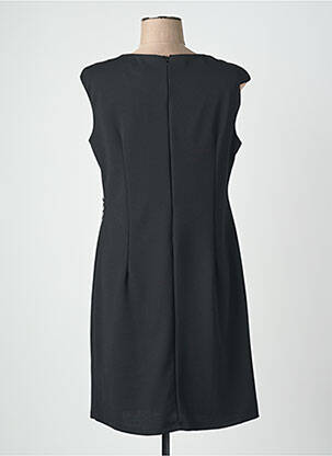 Robe mi-longue tissage crêpe manches courtes noir QUATTRO femme