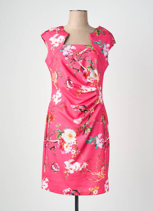 Robe courte fermeture zippée au dos manches courtes rose QUATTRO femme