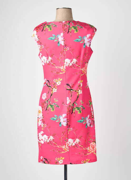 Robe courte fermeture zippée au dos manches courtes rose QUATTRO femme