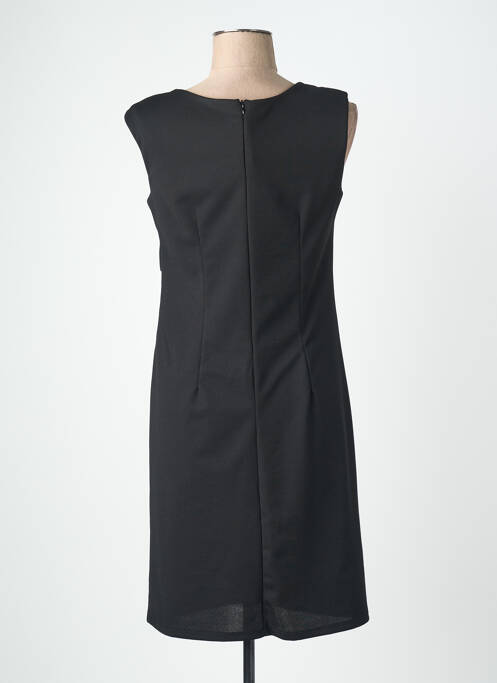 Robe mi-longue tissage crêpe manches courtes noir QUATTRO femme