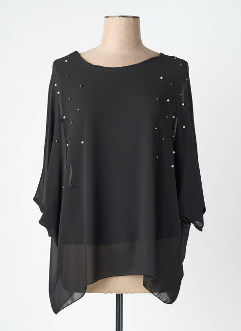 Blouse légère et transparente manches 3/4 noir QUATTRO femme