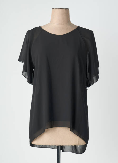 Top coupe fluide manches courtes noir QUATTRO femme